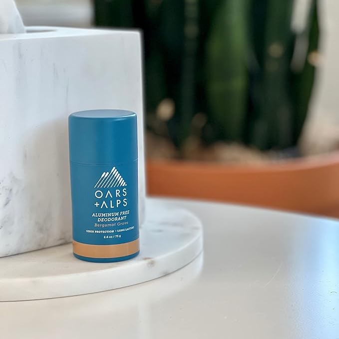 Oars + Alps Aluminum Free Deodorant for Men and Women, Dermatologist Tested and Made with Clean Ingredients, Travel Size, Bergamot Grove, 2 Pack, 2.6 Oz Each