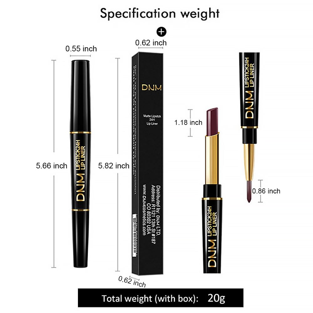 evpct 1Pcs Dark Deep Red Lip Liner and Lipstick Set Kit for Women Matte Lips Kit with Lip Liner Lip Stains Long Lasting Waterproof 24 Hour Lipstick and Lip Liners Combo Lipliners Pencil Set 15#