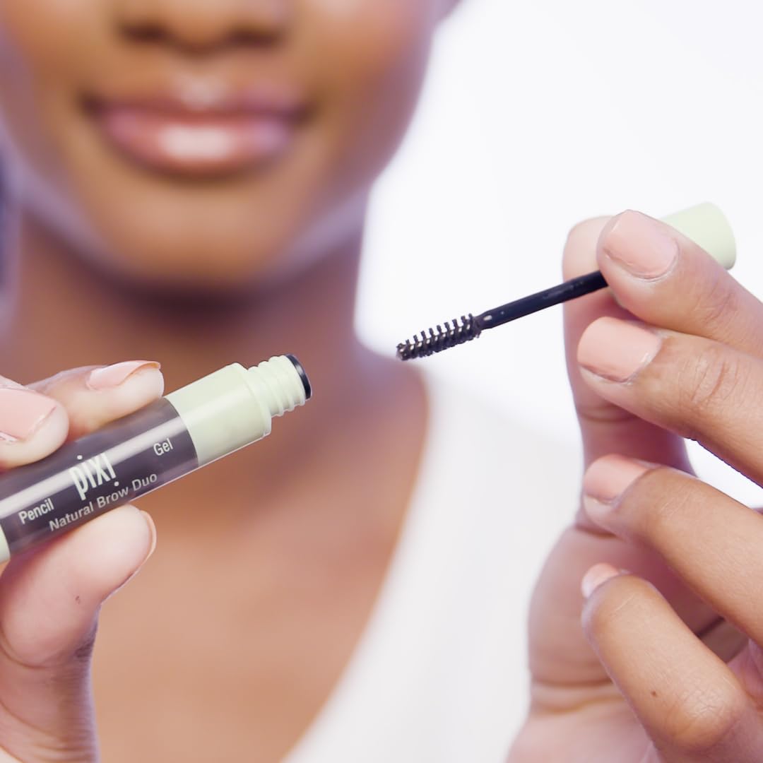 Pixi Natural Brow Duo - Soft Black, Precision Pencil & Tinted Gel, Waterproof Brow Shaper for All-Day Hold, Paraben-Free, 0.2oz