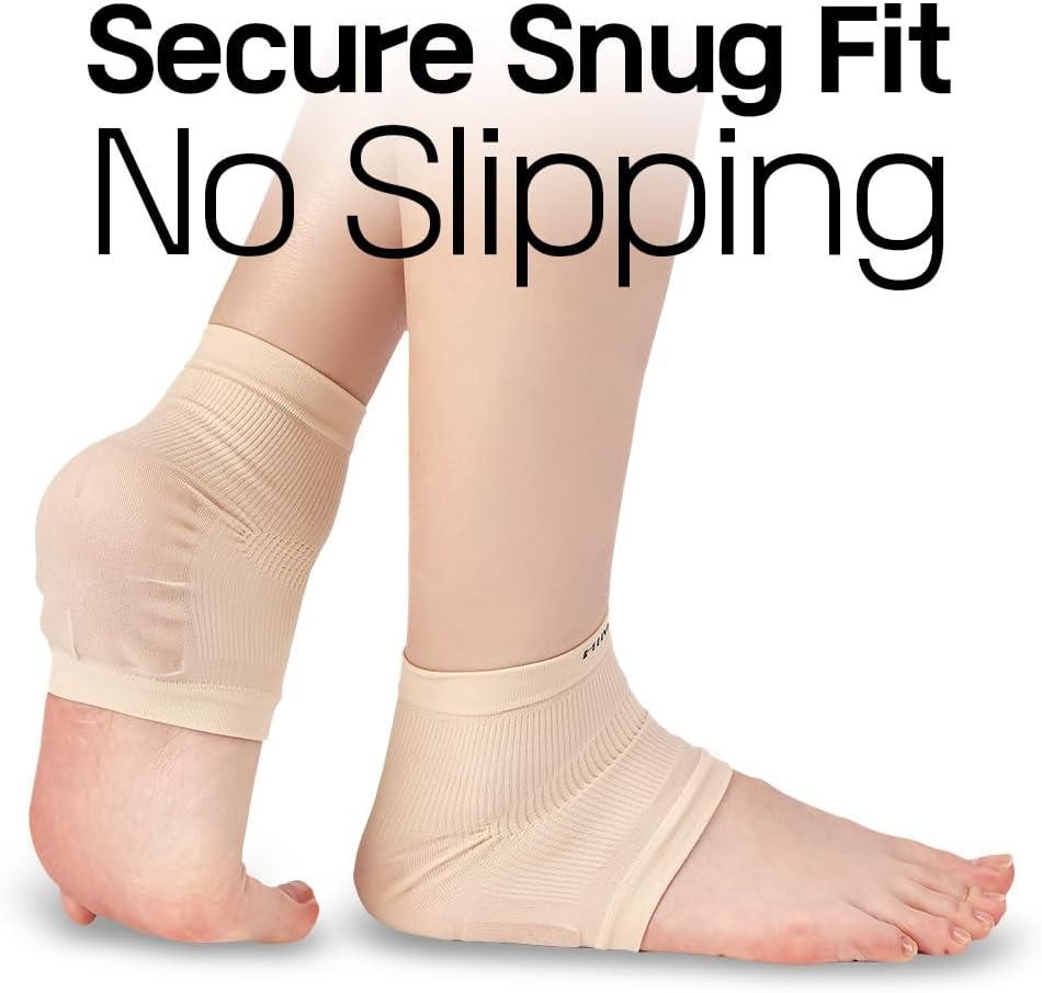 Moisturizing Heel Socks for Cracked Heels 2 Pairs (4 Socks) – Sillicon Gel Heel Socks for Dry Feet, Overnight Foot Care