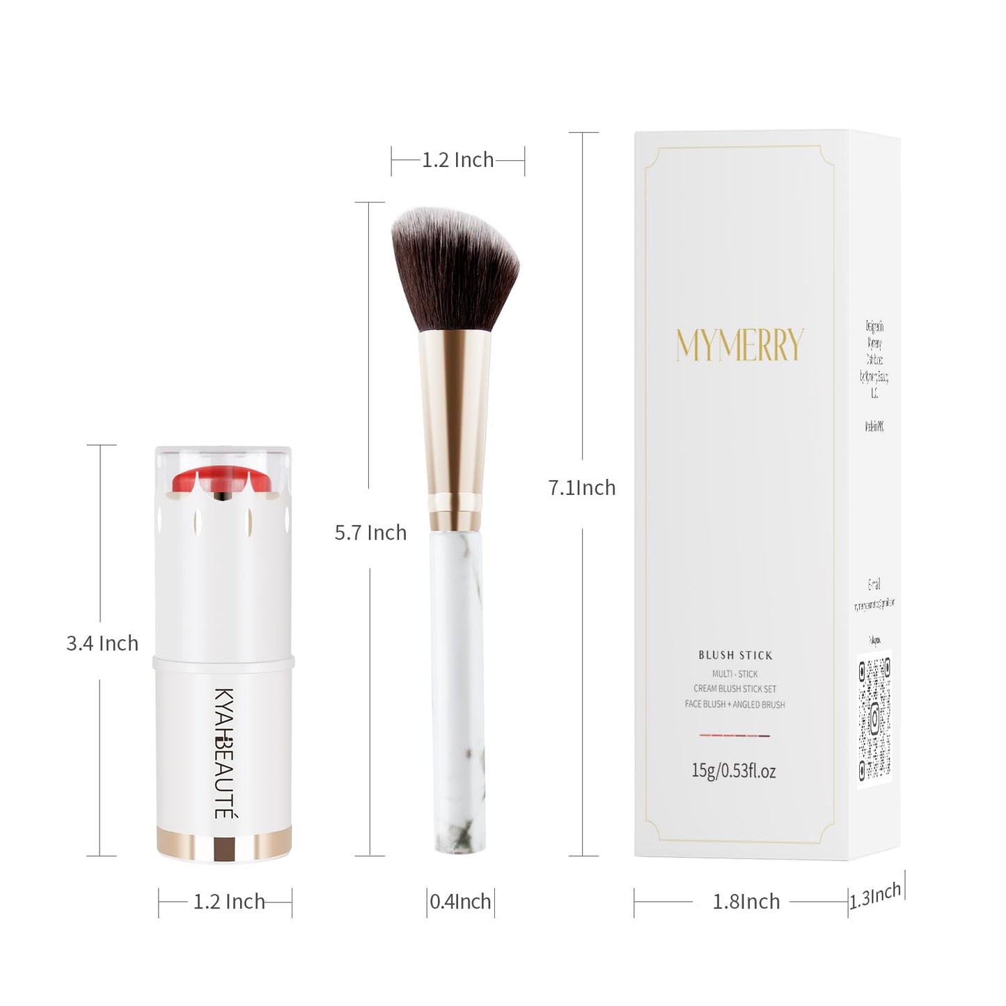 Blush Stick, Cream Blush for Cheeks and Lip Tint, Dewy Finish, Buildable & Blendable Color, Lightweight & Long-Lasting Formula | Salad Day-Coral & Angled Blush Brush(0.53fl.oz)