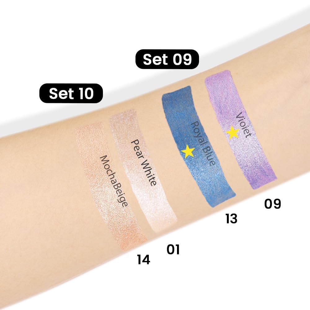 evpct 2Pcs Cream Eyeshadow Sticks Set for Eyes Violet & Royal Blue Shimmer Eye Crayon Shadow Brightener Stick Pencil Pen Bulk sombras en crema para ojos 09+13