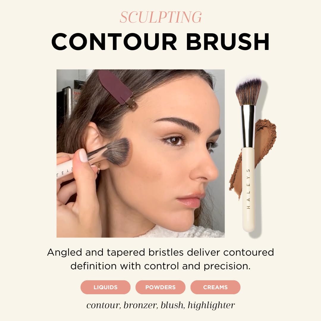 HALEYS Makeup Brush Set 5 pcs: Soft, Streak-free, Perfect Blending, Buff, Blurs and Smooth, Premium Luxury Vegan Bristles, For Liquid, Cream or Powder, Vegan, Cruelty-free, Sustainable Wood