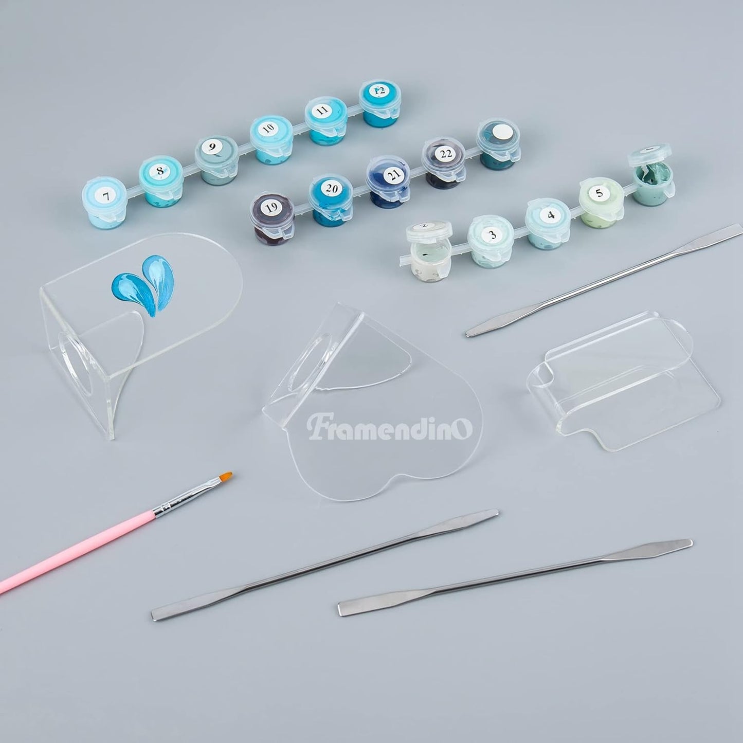 Framendino, 6 in 1 Set Hand Makeup Mixing Palette, Makeup Plate for Foundation with Spatula Makeup Artist Tool for Mixing Foundation Eye Shadow Nail Art for Women