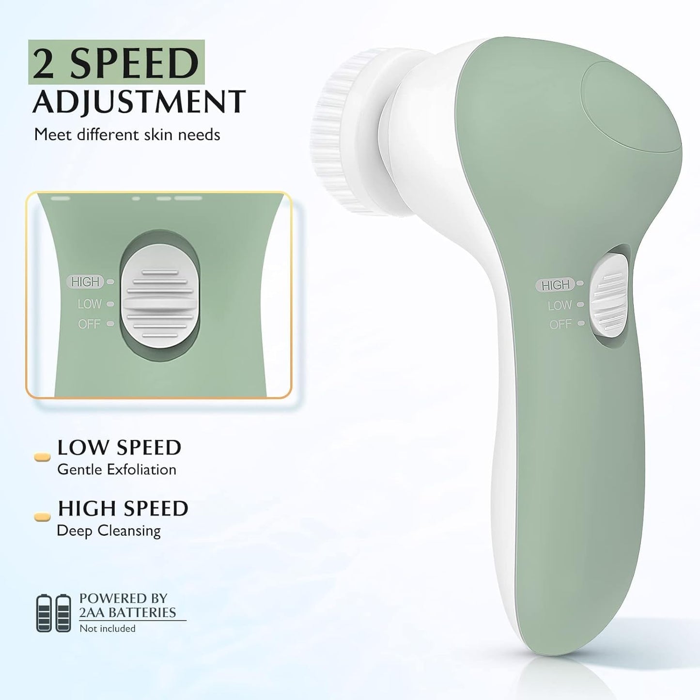 COSLUS Facial Cleansing Brush Silicone Face Scrubber: 7 in 1 FBS-D Electric Exfoliating Rotating Massage Device Waterproof Deep Cleaning Exfoliation Spa Machine - Electronic Skin Care Wash System