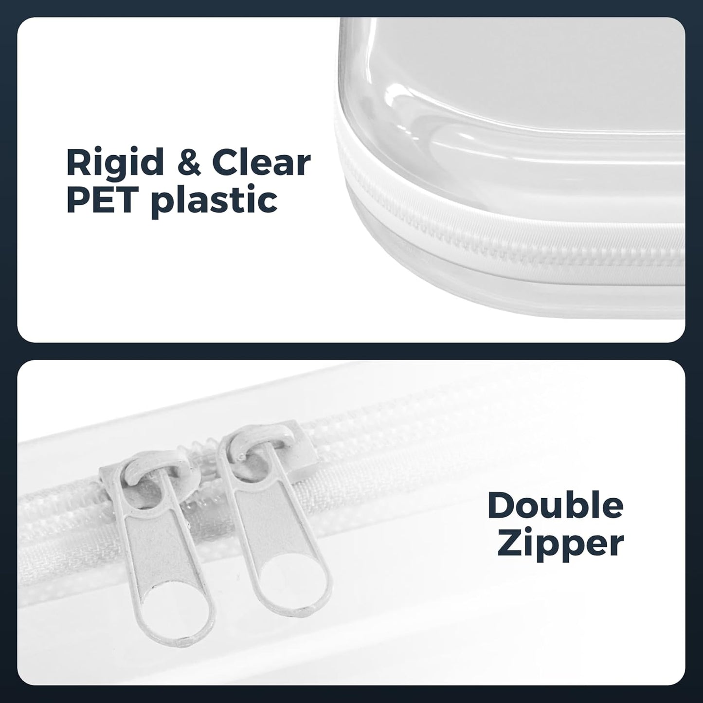 Extra Large 13.7" Durable Clear Hard Shell Zipper Case 6 Pack, 2x Large, 2x Medium, 2x Small, Clear Travel Makeup Case, Hard Plastic Travel Toiletry & Cosmetic Bag, Toy & Make Up Organizer Pouch