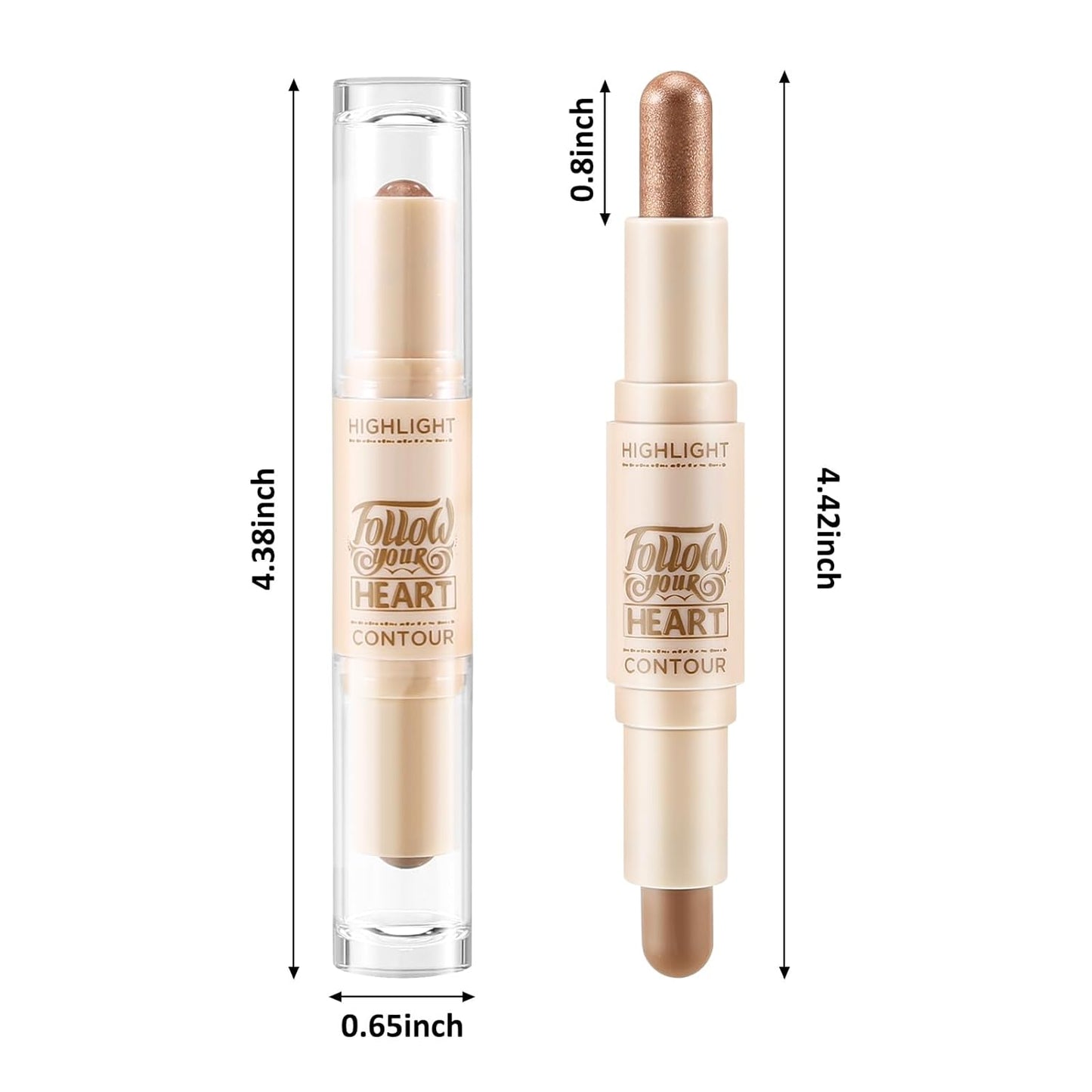 Boobeen 2 in 1 Contour Stick, Cream Bronzer Highlighter, Eyeshadow Pencil, Long-Lasting and Waterproof for All Areas of the Body