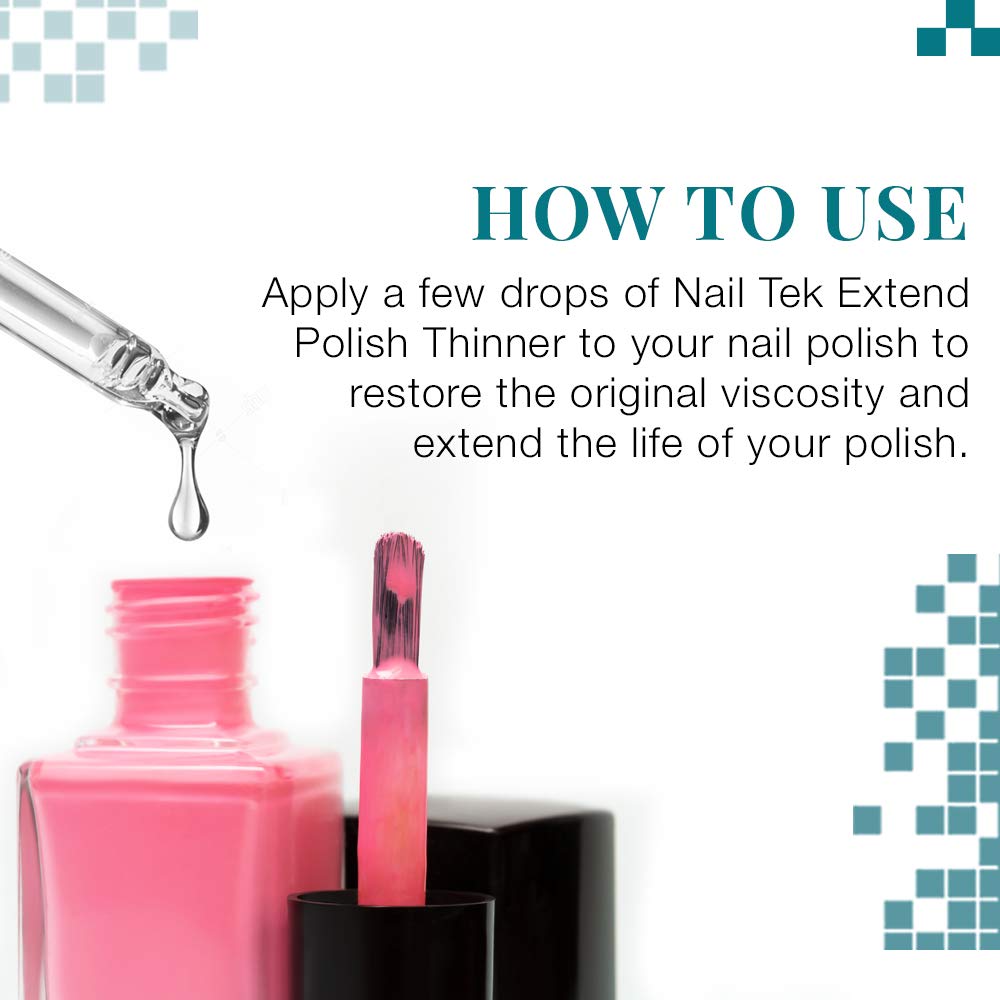Nail Tek Extend Nail Polish Thinner – Thins Thick Polishes for Smoother Consistency & Longer Use, 0.5 oz, 1 Pack
