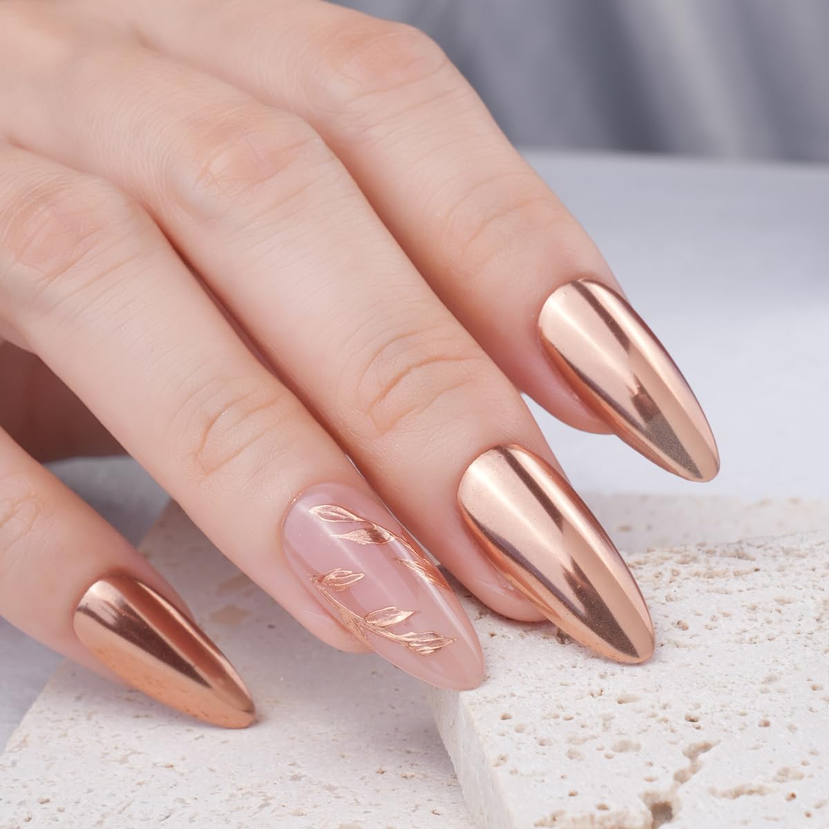 Pretty Diva Chrome Nail Powder - Bronze/Copper Mirror Effect Nail Chrome Powders, Highlight Metallic Chrome Powder for Nail Art Pigment Chrome Powder for Nails (bronze, 1g)