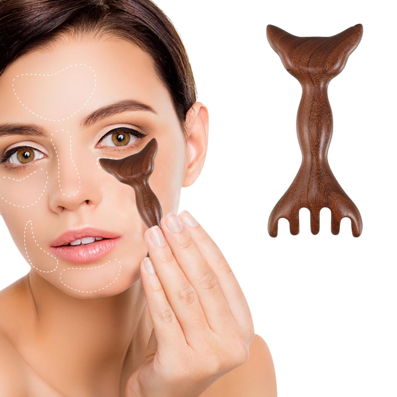 Wooden Scalp Massage Tool Massage Comb with Double-headed Antler Wooden Scalp Massager for Gua Sha Head Neck Face Care