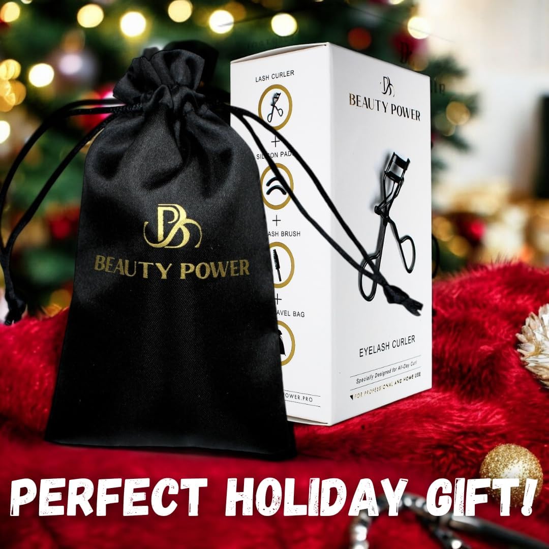 Eyelash Curler – Precision Lash Lift in Seconds with 5 Replacement Pads, Eyebrow Brush & Satin Travel Bag – Gentle & Safe, German Stainless Steel for Perfect Curls - Gift (Natural Curl)