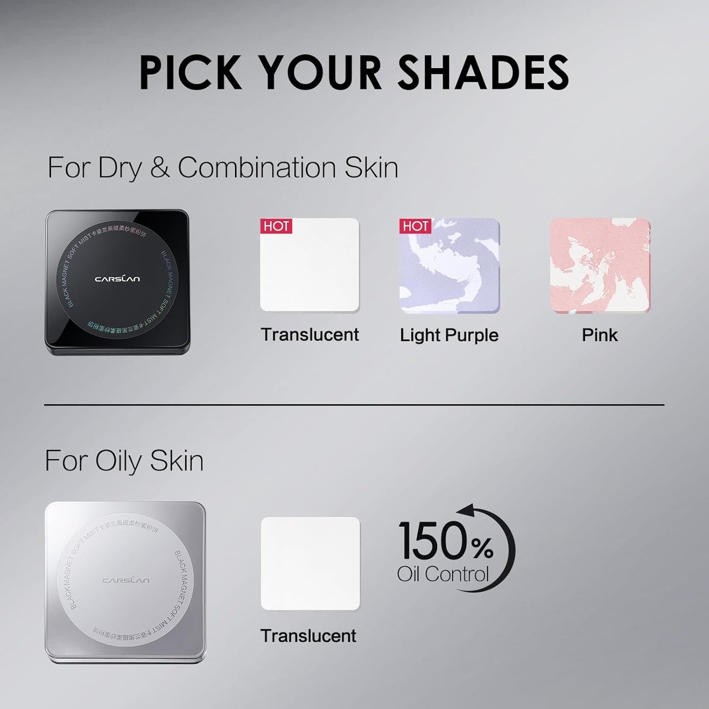 Oil Control Face Pressed Powder Compact, 24H Longlasting Waterproof Pressed Setting Powder Foundation Makeup, Shine Free, Poreless, Smooth, 04 Pink for dry skin (0.28Oz)