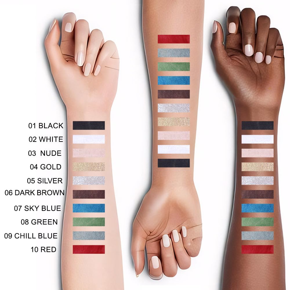 evpct 1Pcs Sky Royal Cobalt Blue Color Gel Glitter Eyeliner Pencils Set for Women Waterline Waterproof Smudge Proof lapiz de ojos delineador de ojos contra el agua Eye Liner Makeup,07# Blue