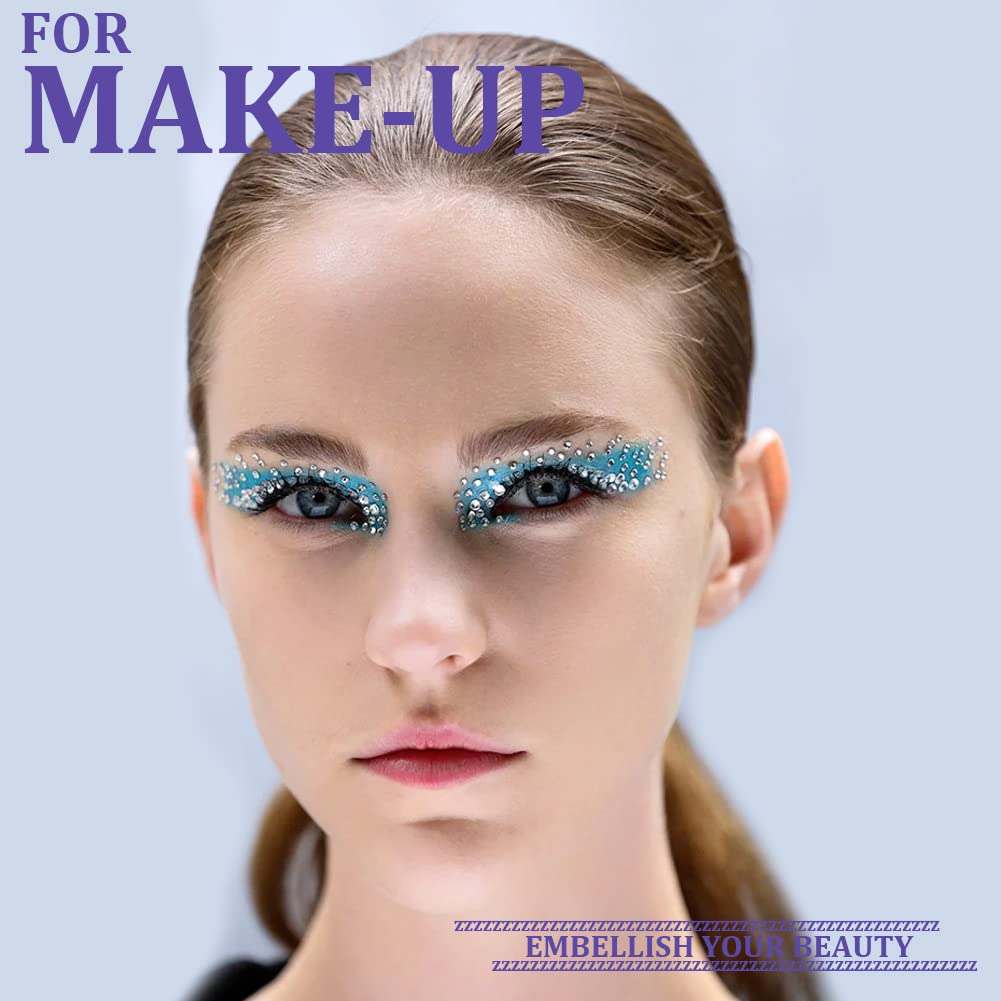 One Pack 2000 Pcs of Flatback Transparent White Clear Round Crystal Rhinestones 6 Sizes (1.5-6 mm) with Nail Art Rhinestone Picker Pencil and Tweezer for DIY and Salon Use