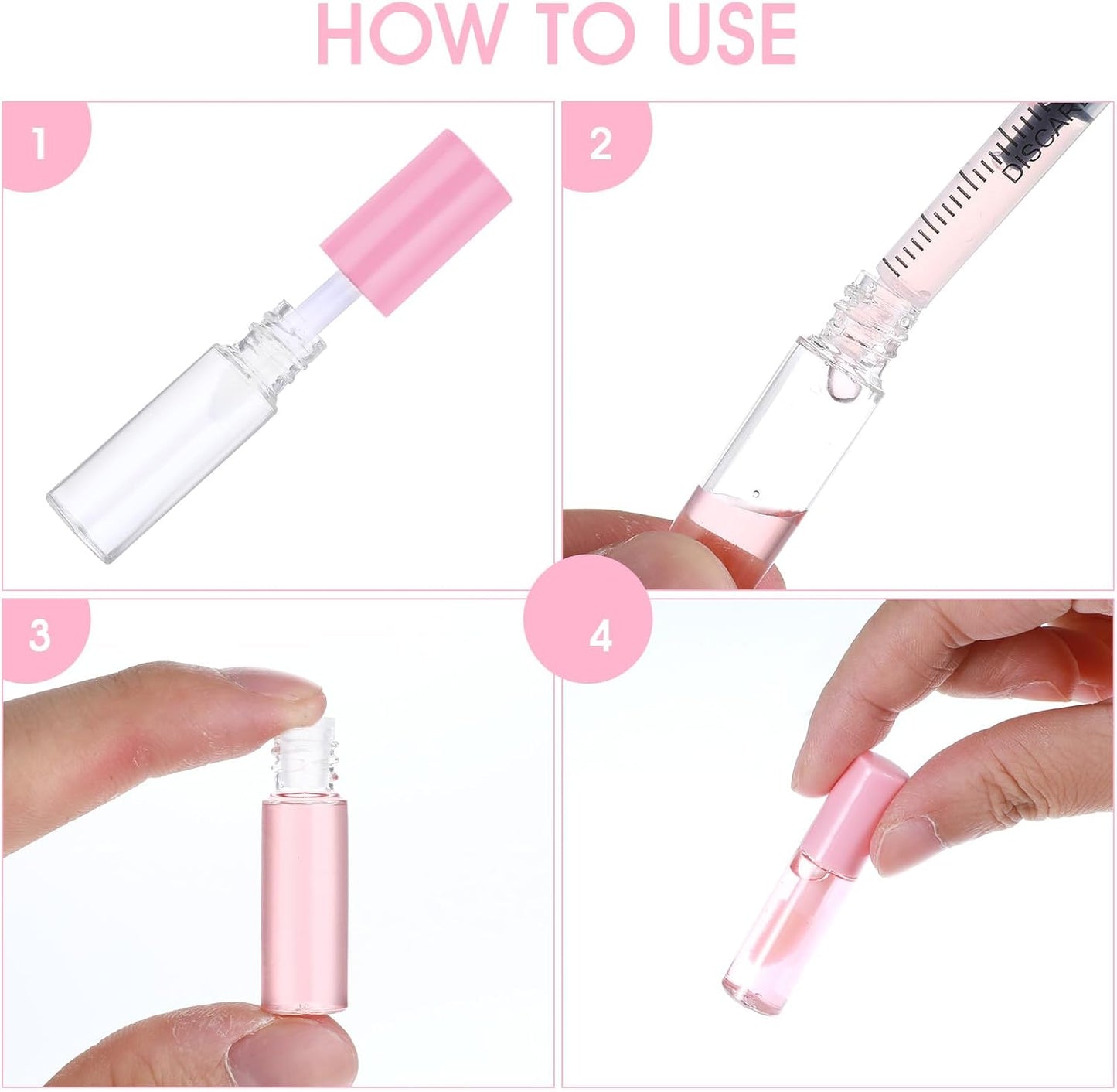 100 Pcs Mini Lip Gloss Tubes, Refillable Lip Balm Bottle Transparent Empty Containers Travel Personal Cosmetic Inserts Cosmetic Tools Mini Lipstick Containers for Women DIY Makeup (Pink)