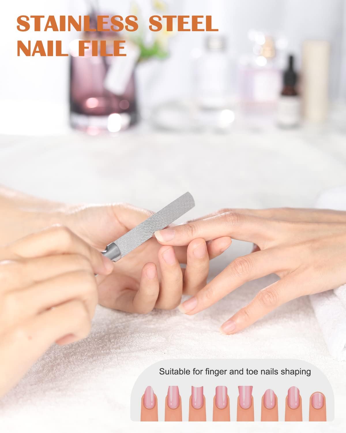 FVION Professional Metal Nail Files - 2 PCS, Double-Sided, Stainless Steel, Coarse & Fine Grit, Manicure & Pedicure Tool Set