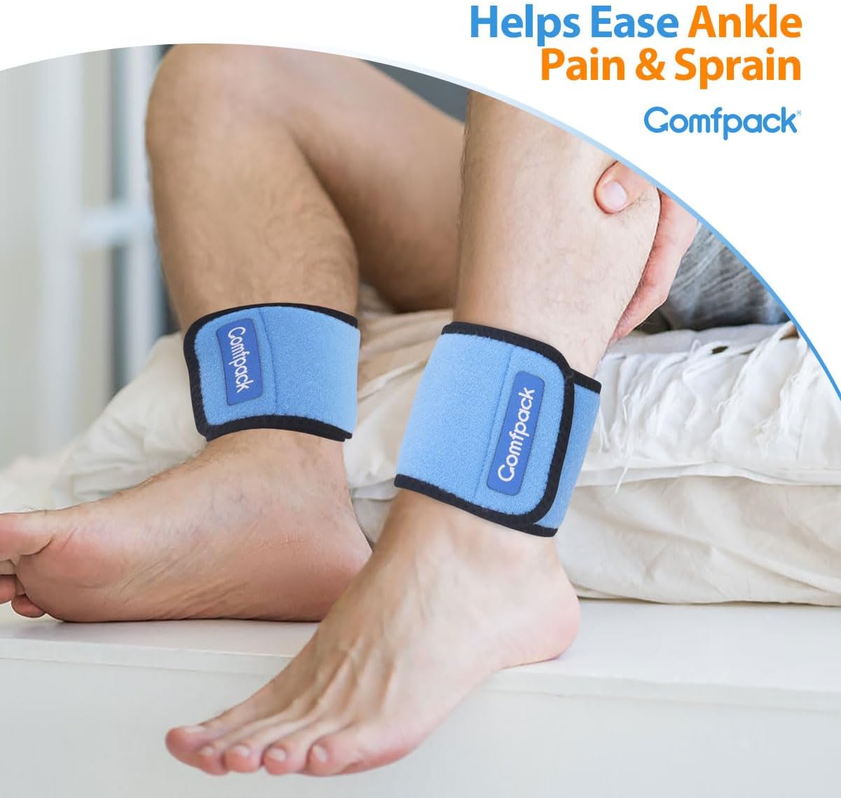 Cold Therapy Wrap with 2 Packs & 2 Sleeves for Pain Relief, Reusable Gel Ice Packs for Foot Plantar, Wrist, Ankle, for Sprains, Muscle Pain, Bruises, Injuries, Blue