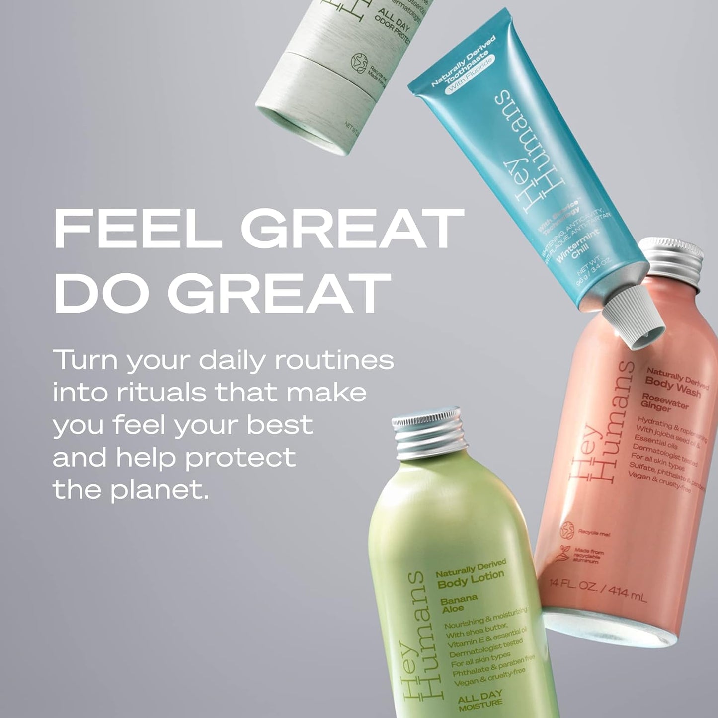 Hey Humans Deodorant, Aluminum Free Deodorant for Women and Men, Contains Naturally Derived Ingredients, All Day Odor Control, Refreshing Deodorant Essential Oils, Variety Pack