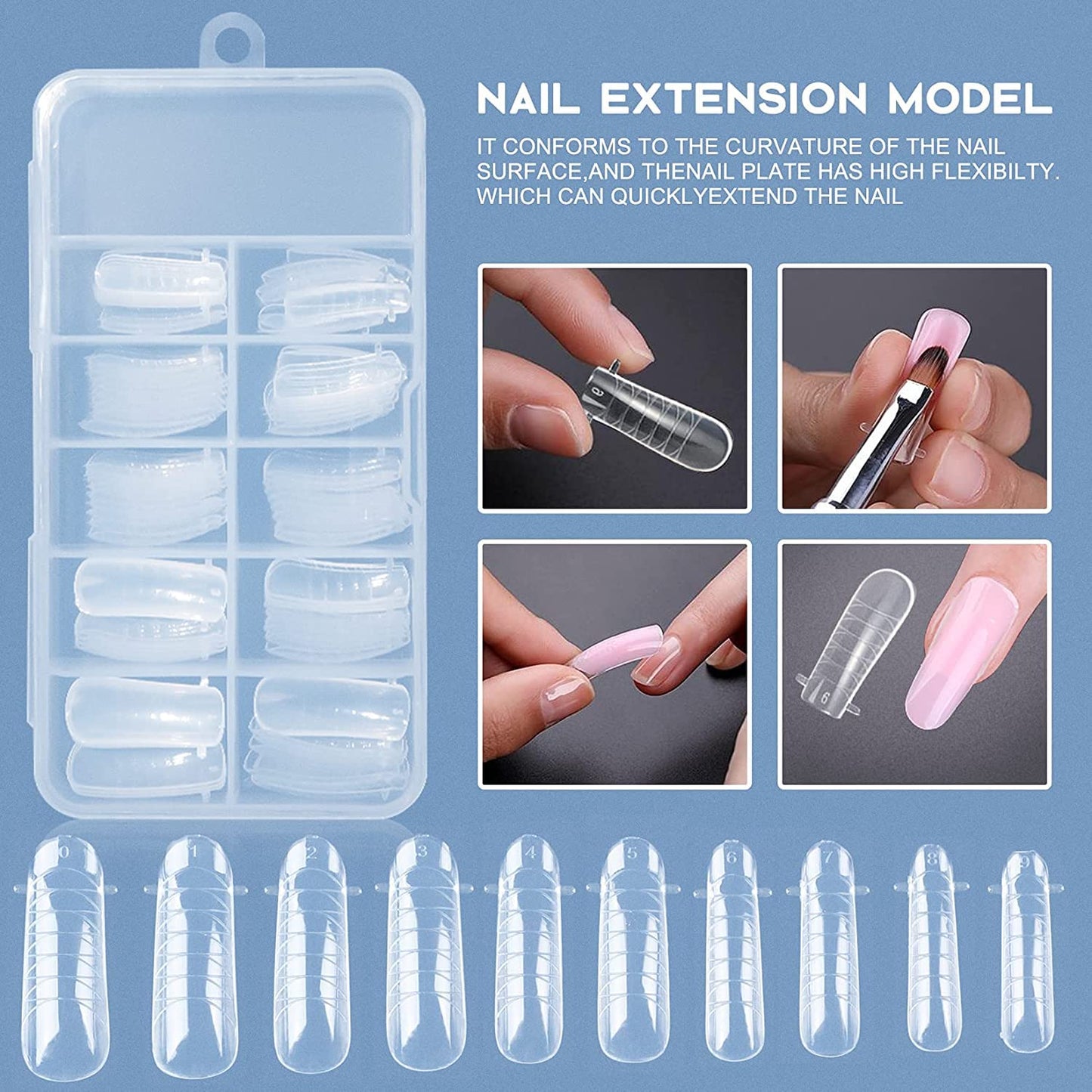 Morovan Nail Slip Solution Kit: 2.5 OZ Anti‑Stick Gel Liquid for PolyGel Nails with Dual‑Ended Brush & Nail Forms Ideal Easy Spread for Beginners