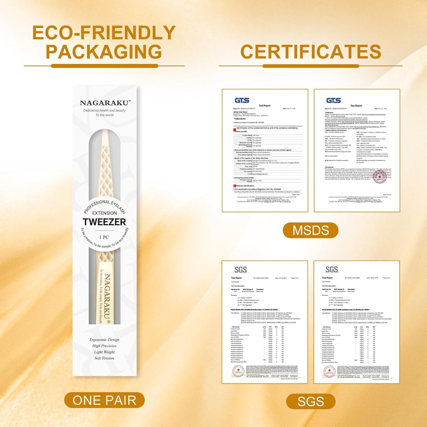 NAGARAKU Precision Fiber Tip Tweezer for Eyelash Extensions Diamond Grip Anti-Static Anti-Slip Premium Stainless Steel Pointed Volume Eyelashes Boot Tweezers Supplies with Box(L Typ Tweezers AG-09)