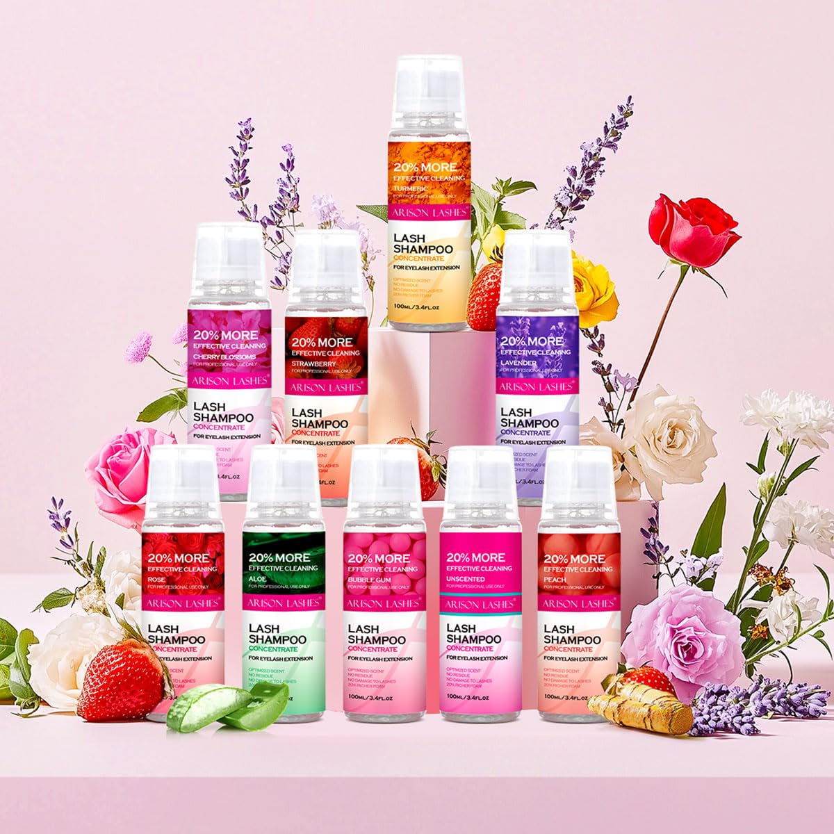 ARISON LASHES Lash Shampoo Concentrate for Lash Extensions 100ML Eyelash Cleanser Concentrate Oil-Free Eyelash Extension Shampoo with Salon Home Care(Unscente)