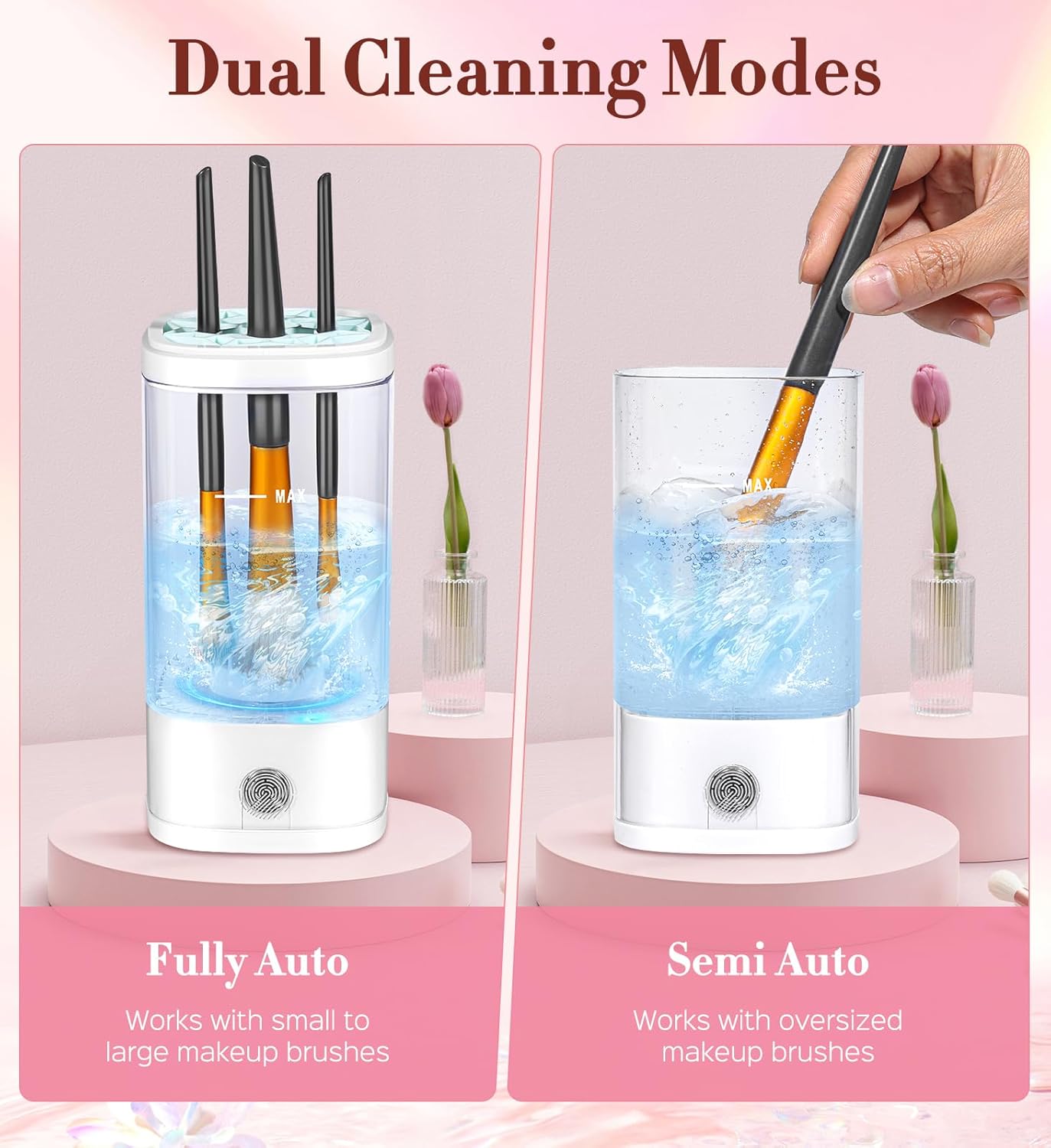 Electric Makeup Brush Cleaner, 7000 RPM Makeup Brush Cleaner Machine, Efficient Automatic Portable USB Cleaner Tool for All Types of Makeup Brushes, Convenient Makeup Brush Cleaning-Transparent 