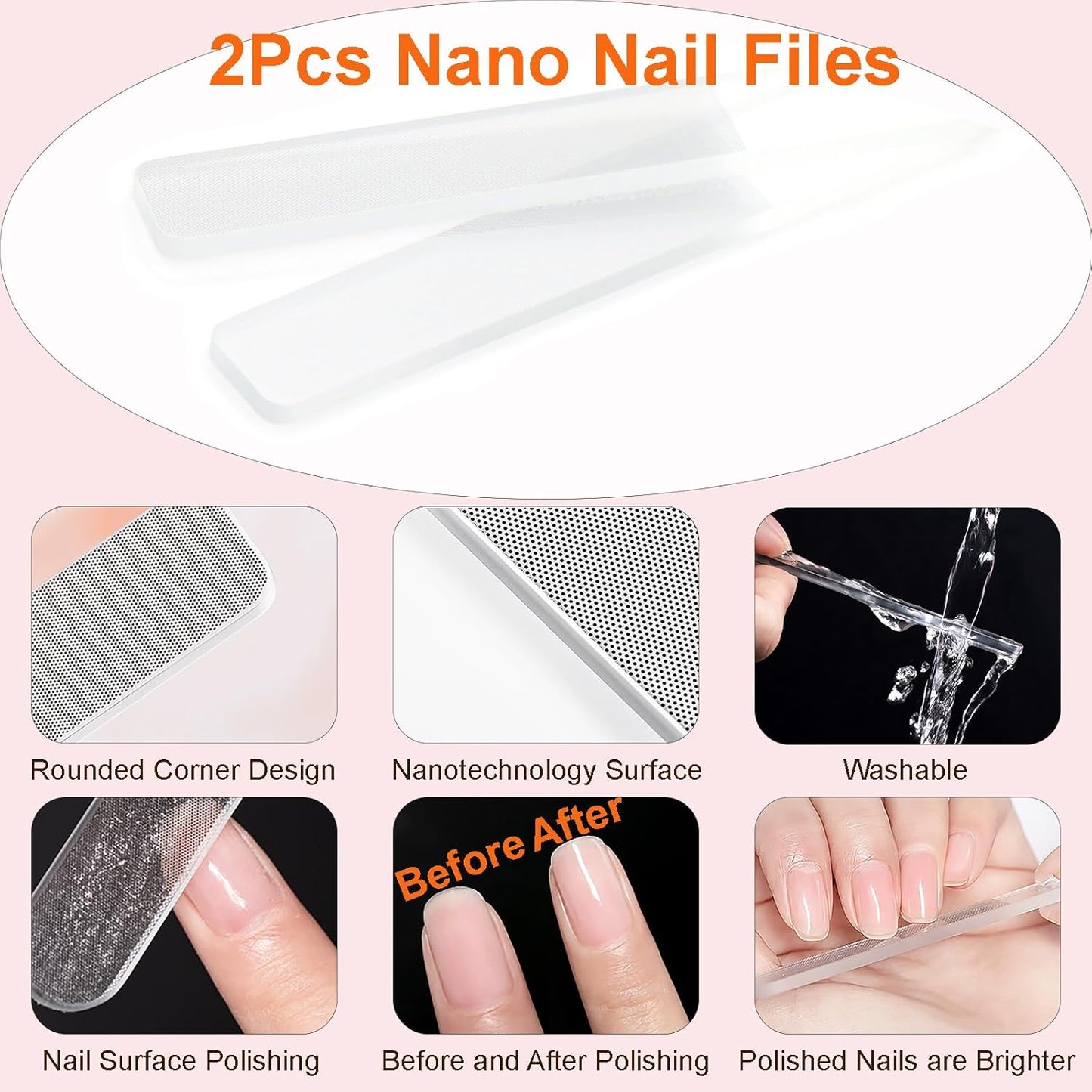 MYR 6pcs Nail Art Brushes and 2pcs Nano Nail Files, Metal Nail Art Tools, Acrylic Nail Brushes, Nail Brushes for Nail Art, suitable for Gel Dilution, Halo Dyeing, Watercolor and other Nail Design