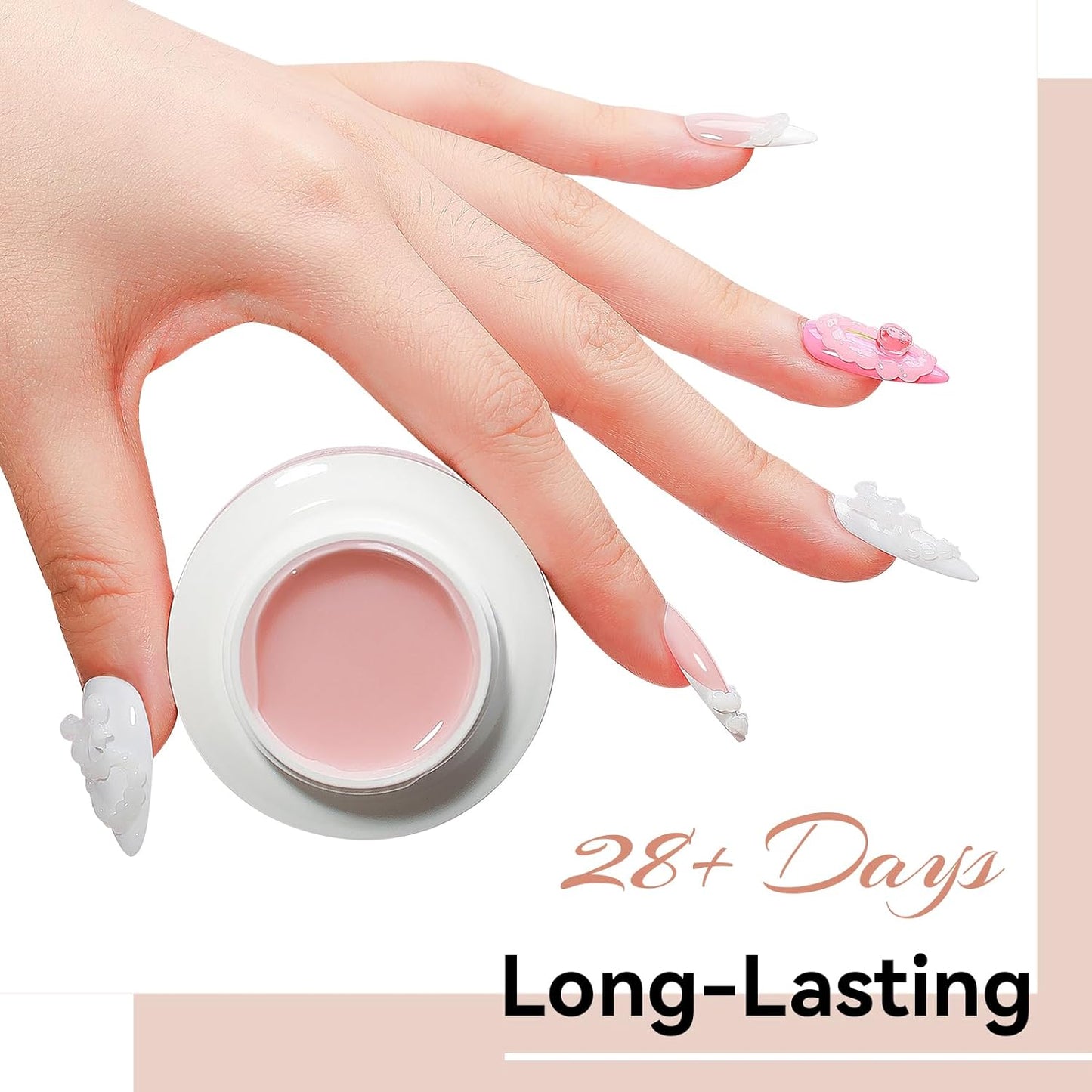 Solid Builder Gel for Nails 3PCS, 3D Hard Gel for Nail Art Sculpting Non-Stick Hand, Clear White Nude for Modeling, Sculpture, Nail Extension UV/Led Manicure DIY At Home 18g*3Colors