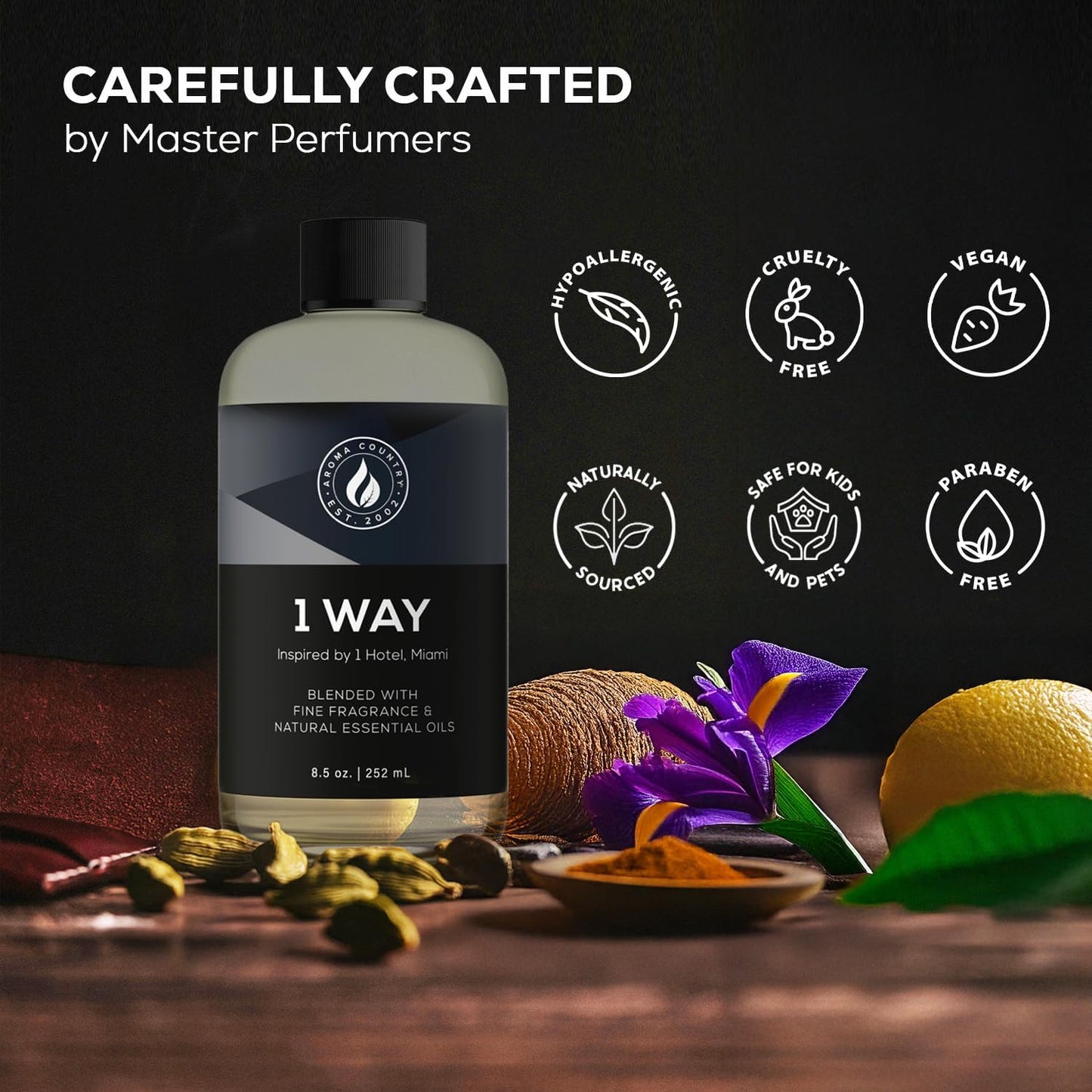 Aroma Country 1 Way Diffuser Oil - Luxury Hotel Santal Fragrance Oil for Diffuser Refill, Sandalwood Home Aroma Diffusers & Room Spray - My Way Premium Aromatherapy Oils & Home Scent (8.5 Fl Oz)
