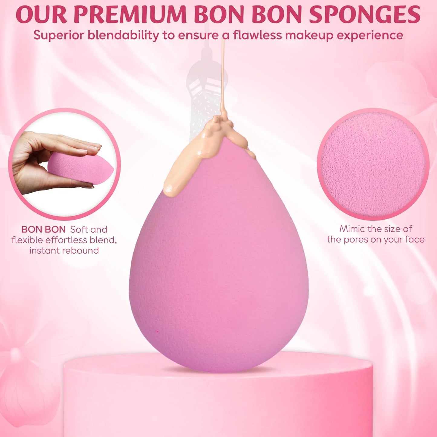 6Pcs Makeup Sponges for Foundation and Blending Powder, Cream and Liquid - Latex Free, Vegan and Super Soft Makeup Blender Beauty Sponges - Multicolored Beauty Blender Sponge Set | Dry & Wet Multi-Use