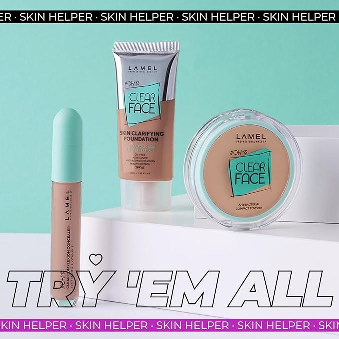 Lamel OhMy Clear Face Powder - Light Natural Coverage & Suet Control - Cruelty Free - Sand Beige N.405