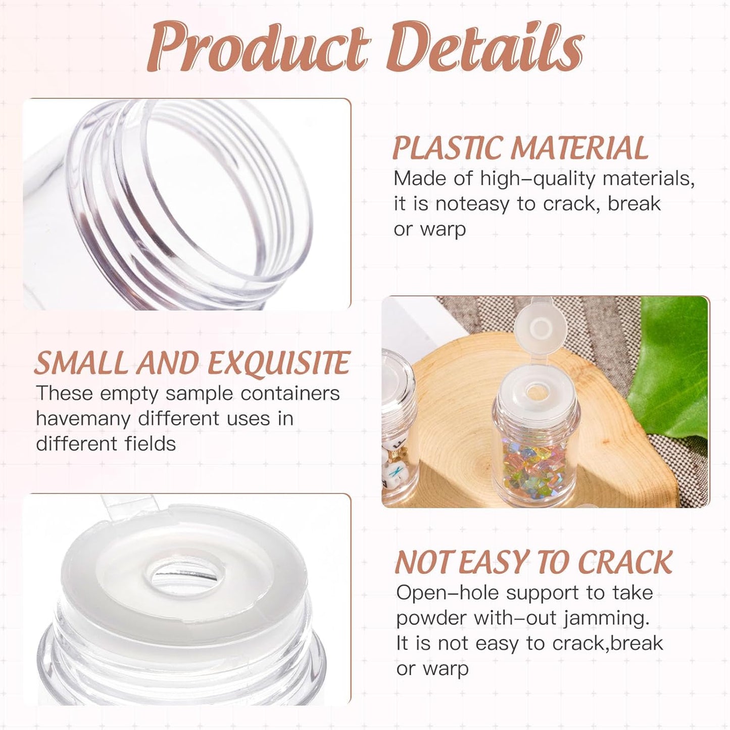 RAYNAG 6 Pieces Mini Empty Loose Powder Bottle, Travel Size Glitter Containers Eye Shadow Powder Shaker Bottle with Sifter and Lids (Single hole)