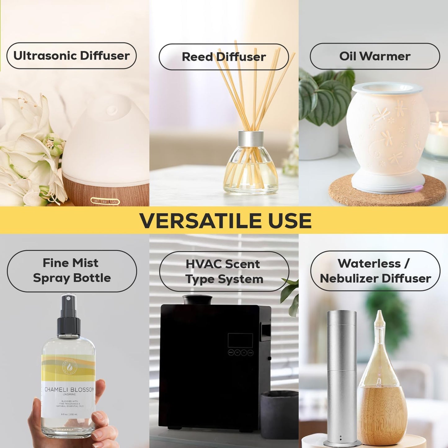 Aroma Country Chameli Blossom Diffuser Oil - Luxury Essential Oils for Diffuser Refill & Air Freshener Room Spray - Long-Lasting & Natural Home Fragrance, Jasmine Scented Oil (8.5 Fl. oz)