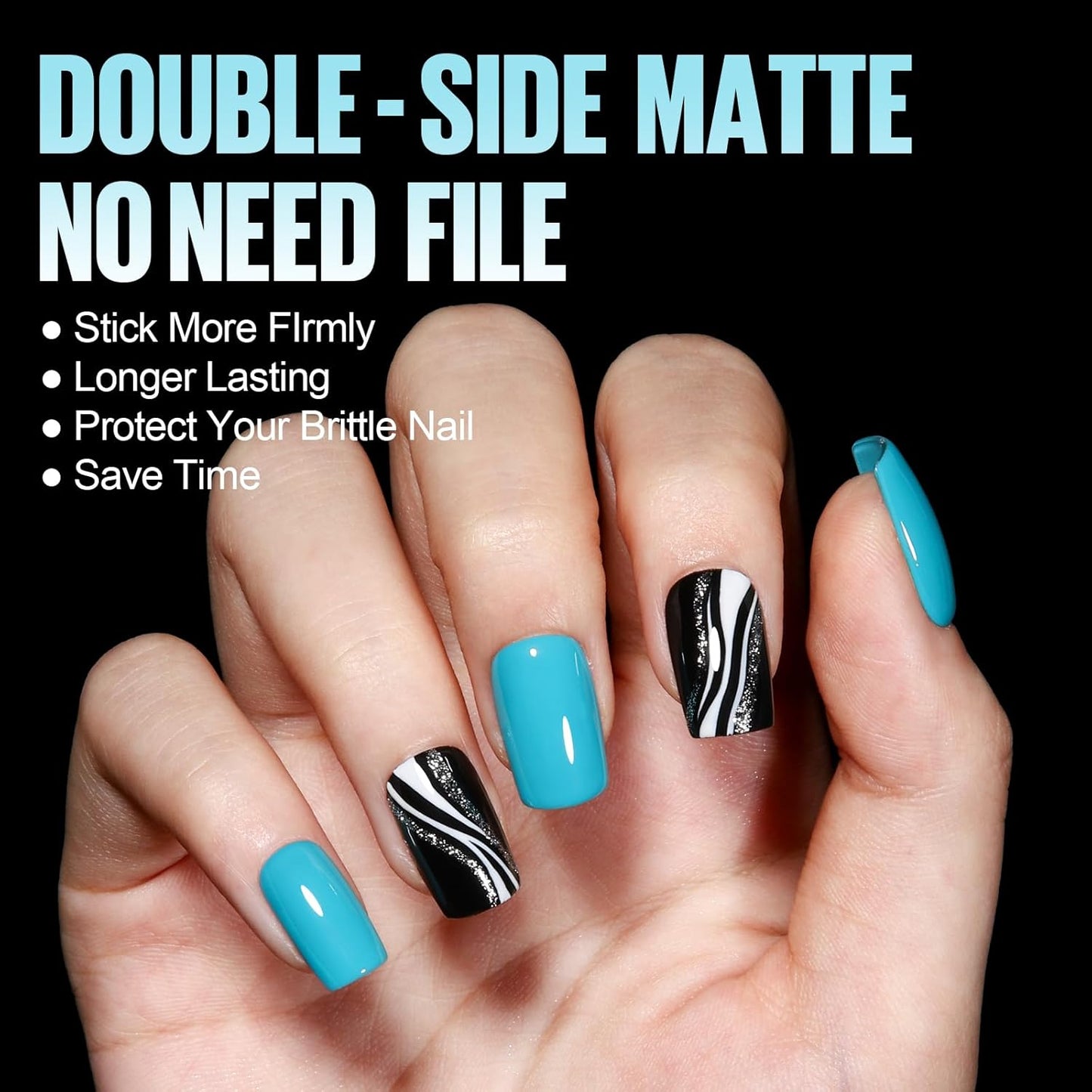 TOMICCA Short Square Gel Nail Tips, 15 Sizes No File Square Tips Full Cover, 360Pcs Soft Fake Acrylic Nails for Home DIY Nail Salon Manicure