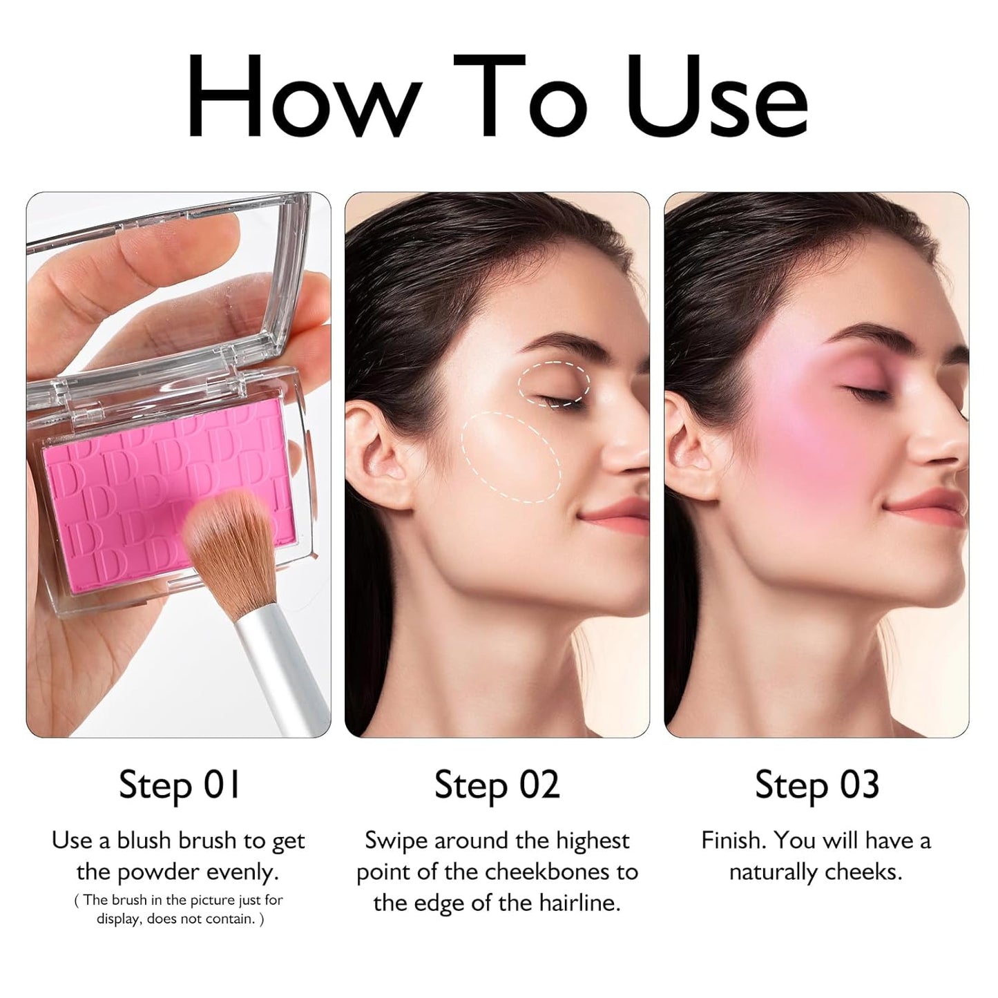 KYDA Powder Blush, Radiant Glow Face Blusher, Blendable Formula, Lasting Moisturizing, Ultra Fine Lightweight Texture, Mahogany