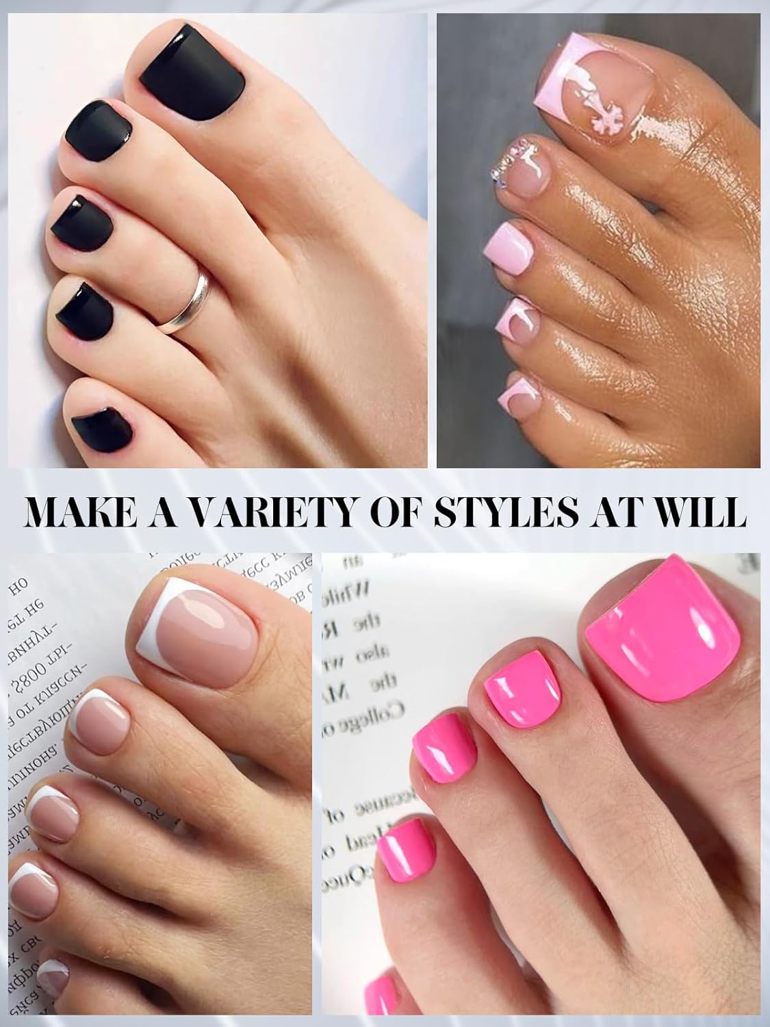 EBANKU Toe Dual Forms for Poly Gel, 150PCS French Nail Forms for Toes, Clear Poly Gel Toenails Molds for DIY Pedi Toenail Extension Kit for Salon-Quality Manicures at Home, 15 Sizes