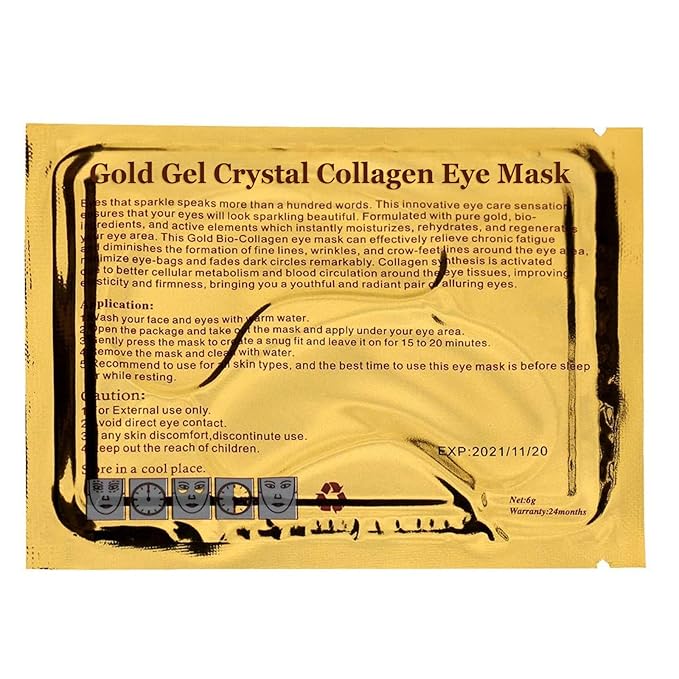 Jakuva 29PCS Gold Gel Crystal Collagen Eye Mask Under Eye Patches For Puffy Eyes and Dark Circles, Hydrating & Anti Aging,24k Gold Eye Mask Eye Patches for Moisturizing