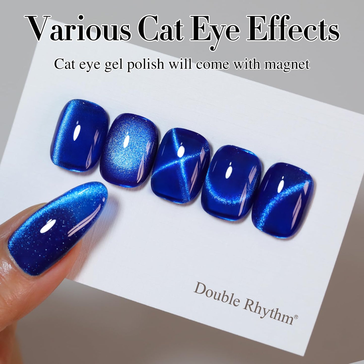 Double Rhythm 0.5 OZ Cat Eye Gel Polish with Magnet 15ML Holographic Glitter Shimmer Translucent Jelly Color Magnetic Nail Polish Salon DIY at Home (MC1078)
