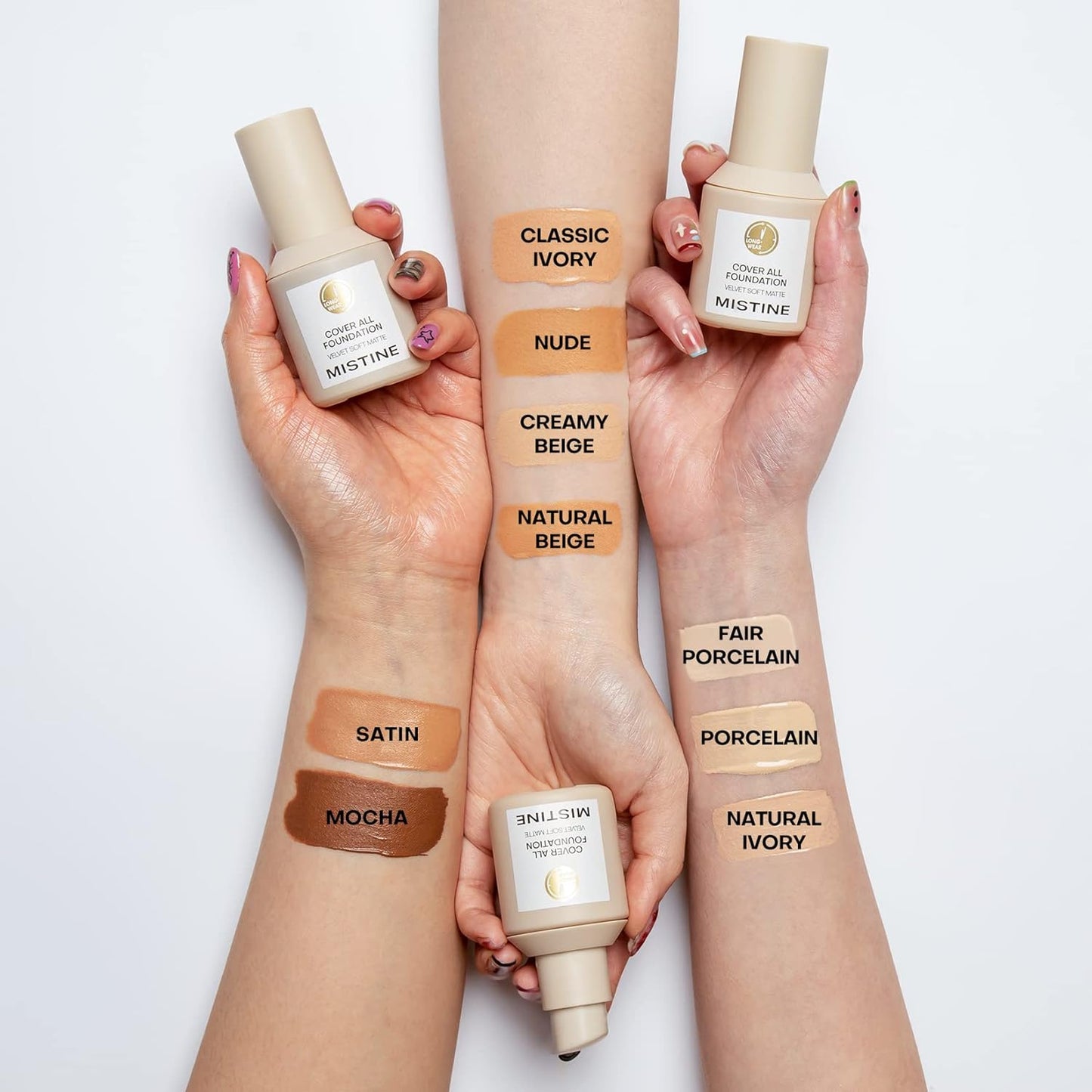 MISTINE Full Coverage Foundation Makeup for Oily Skin,24 Hour Oil Control Liquid Foundation,Skin-Caring,Moisturizing Formula,Cream Foundation,Matte Finish,Natural Beige,1 Fl Oz