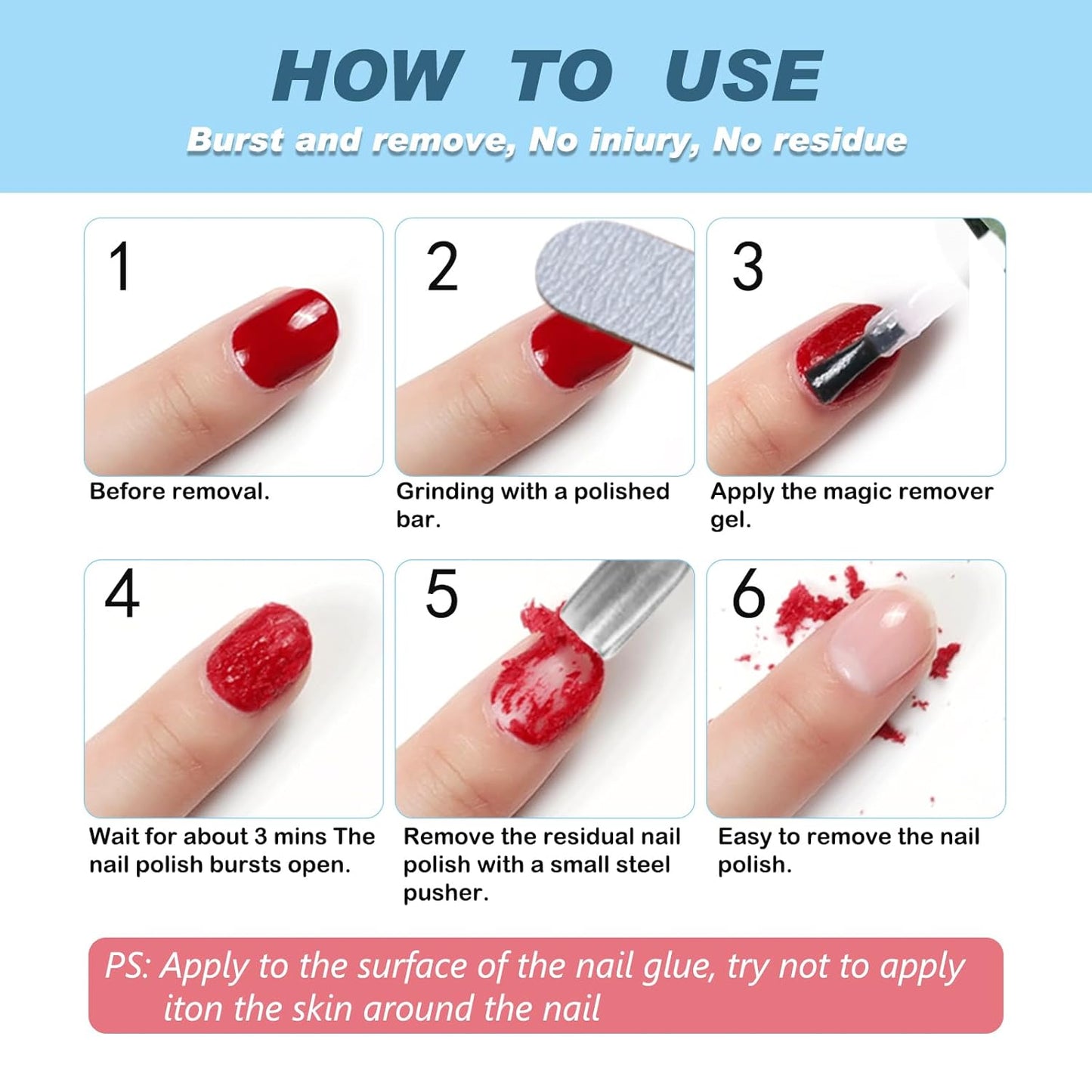 Gel Nail Polish Remover, Nail Polish Remover Tool Removing In 3-5Mins, Professional Remover Gels at Home, No Need Soaking or Wrapping