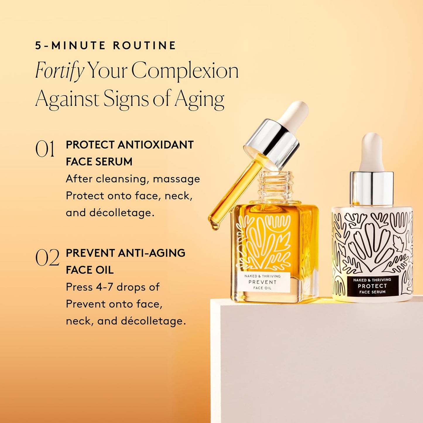 Naked & Thriving Limited Edition Day Set | Protect Antioxidant Day Serum (30 mL) + Prevent Anti-Aging Face Oil (35 mL) with Hyaluronic Acid, Moringa and Rosehip Oil | 65 mL/2.18 fl oz (Set of 2)