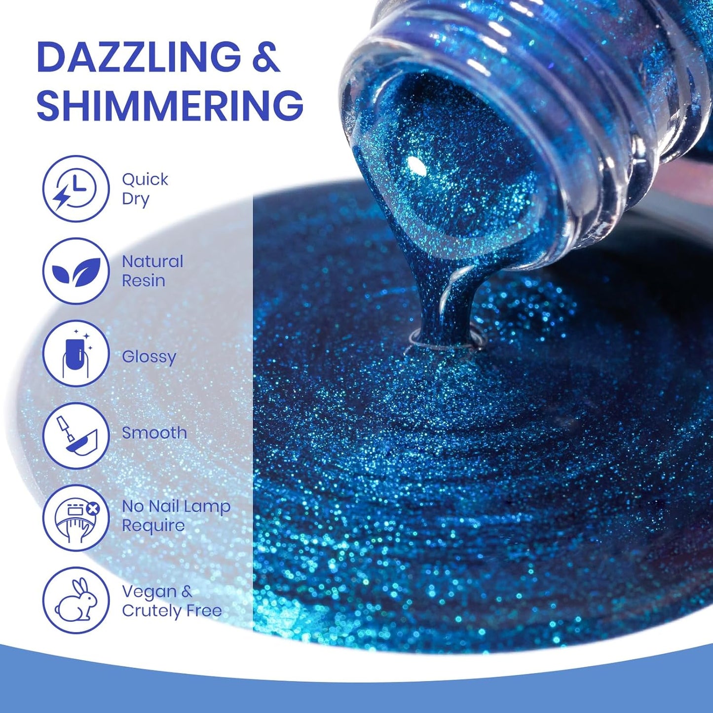 Blue Magnetic Nail Polish Non Gel Fast Dry Cat Eye Nail Polish for Fingernail Air Drying Fast Lacquer Manicure Gift For Women Girls 16ml, 0.54fl oz