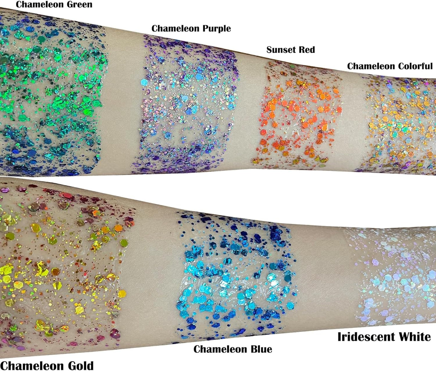 MEICOLY Chameleon Sunset Red Body Glitter,Chunky Glitter Paint,Color Changing Mermaid Face Glitter Gel,Holographic Glitter Sequin for Face Body Hair,Halloween Festival Party Glitter Makeup,50ml