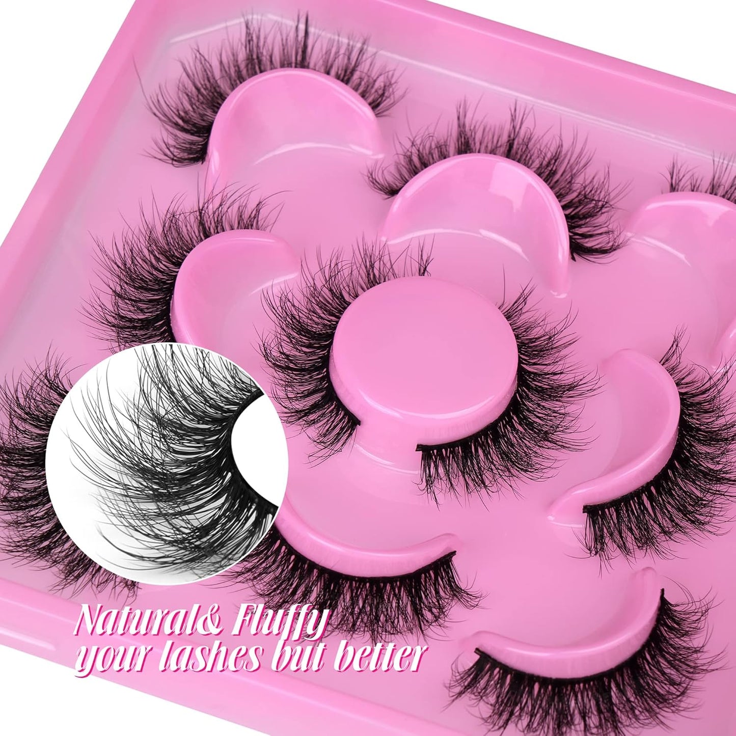 JIMIRE Faux Mink Lashes Wispy 14MM C-D Curl Lightweight Volume False Eyelashes Natural Look Like Eyelash Extensions 5 Pairs Pack