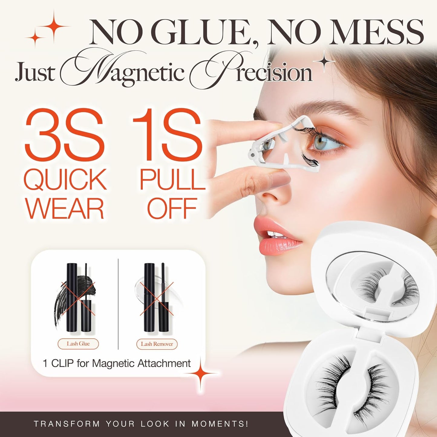 LASHVIEW Magnetic Eyelashes with Applicator,Reusable Soft Magnetic Eyelashes Natural Look, No Glue Needed RCM02-N