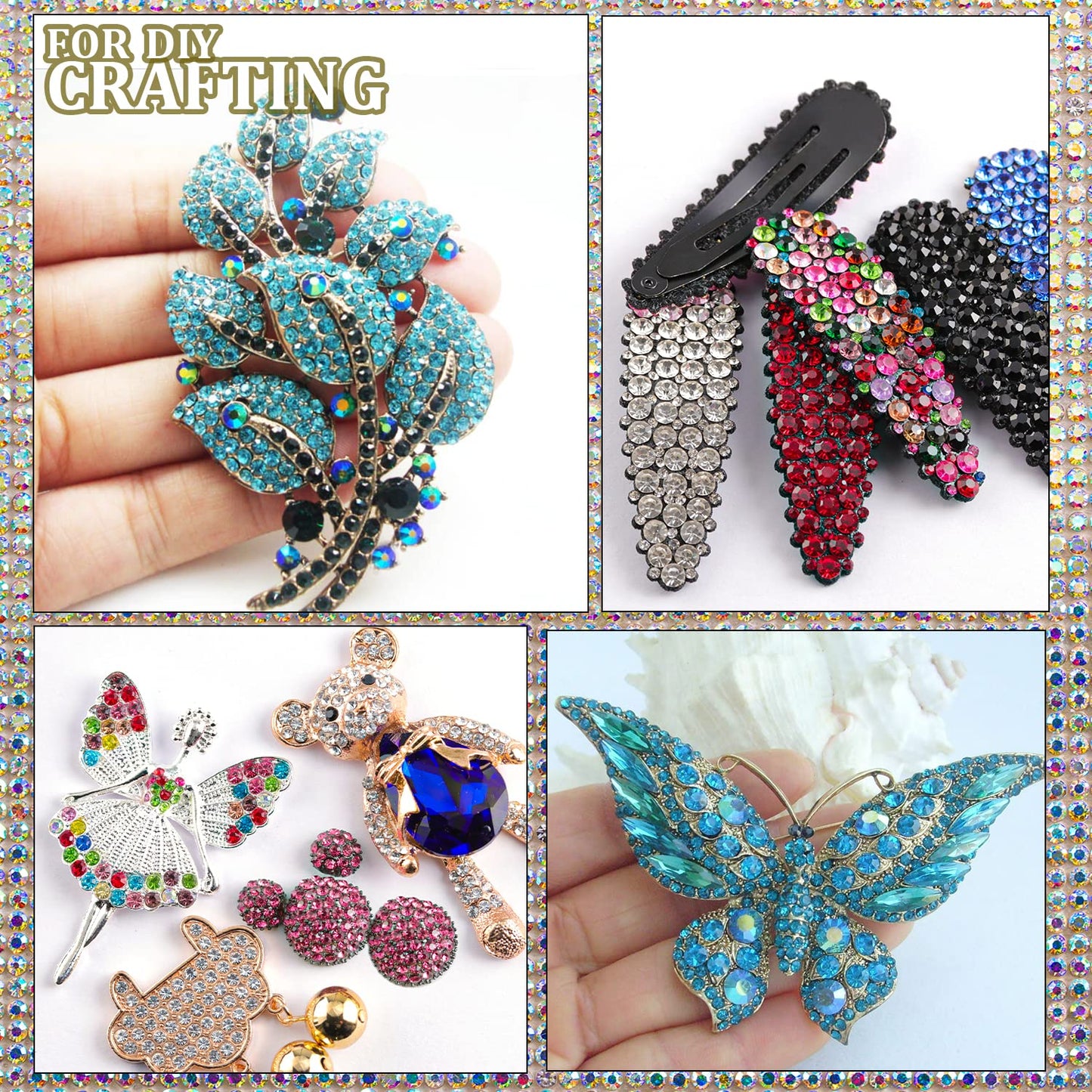 Two Packs of Flatback Rhinestones 4520 Pcs Colorful Nail Art Rhinestones Flatback Crystal Colorful+Lake Blue Rhinestone with Picker Pencil and Tweezer for Nail Art and Decoration