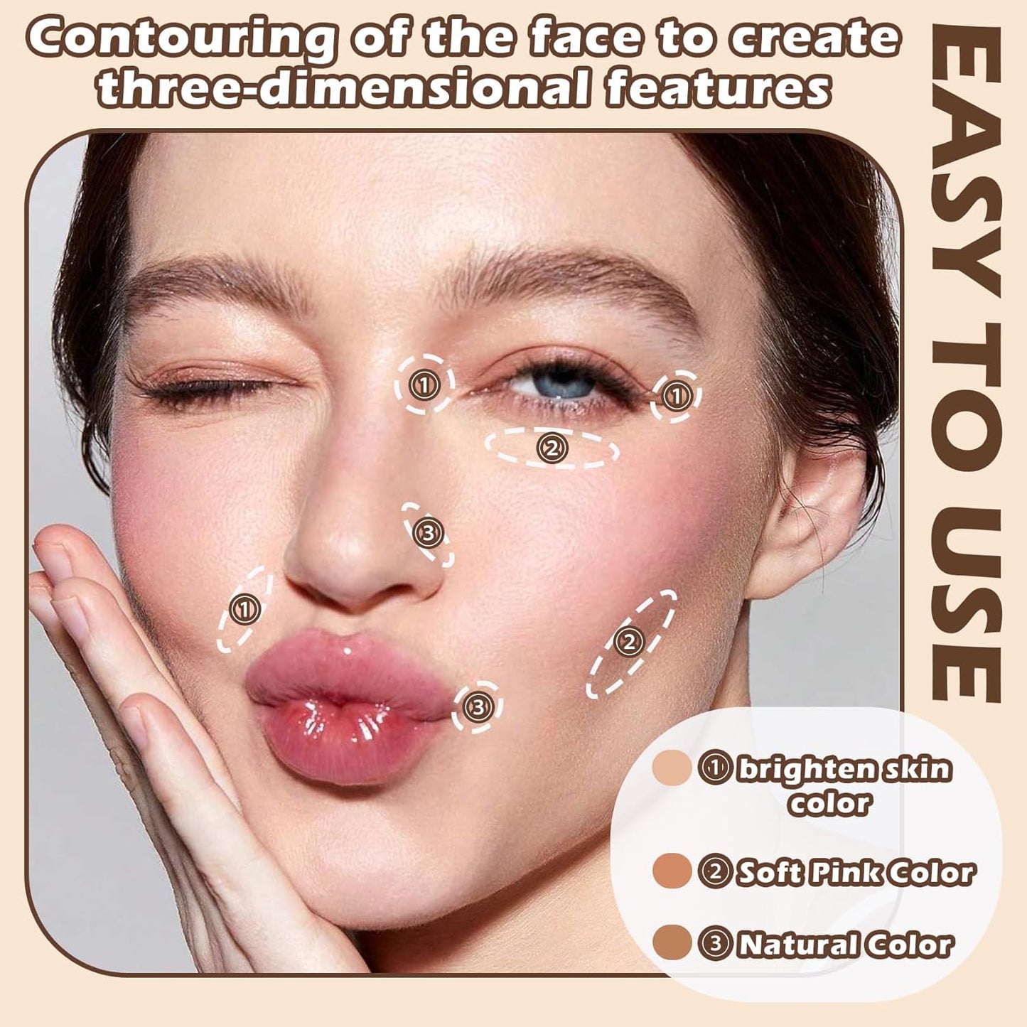 3 Colors Correcting Concealer Palette,Full Coverage Cream Contour Palette,Professional Contouring Foundation Long Wear Highlighting Concealer Contour Cream Makeup Palette with Brush