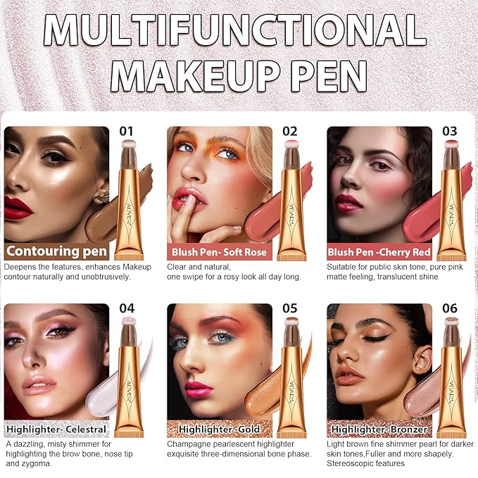 Liquid Highlighter Beauty Wand, Highlight Bronzer Stick with Cushion Applicator, Smooth Shimmer Finish, Lightweight Silky Cream Face Makeup Stick, Cruelty-free (Celestral)