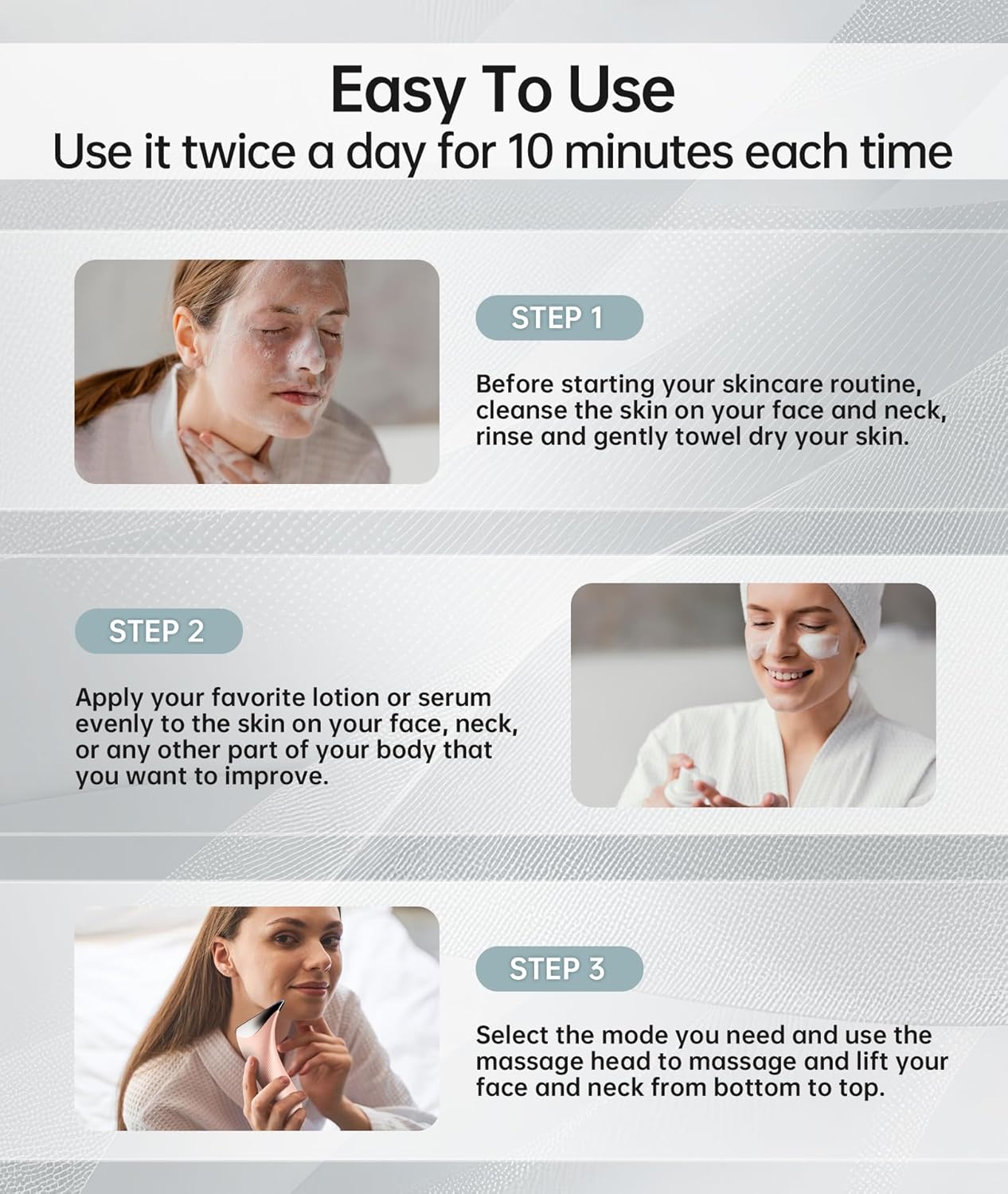 7 Color Light Therapy Facial Massager with Adjustable Vibration and Thermals for Wrinkles, Double Chin, Red Light Skin Care Tool with Base, Pink