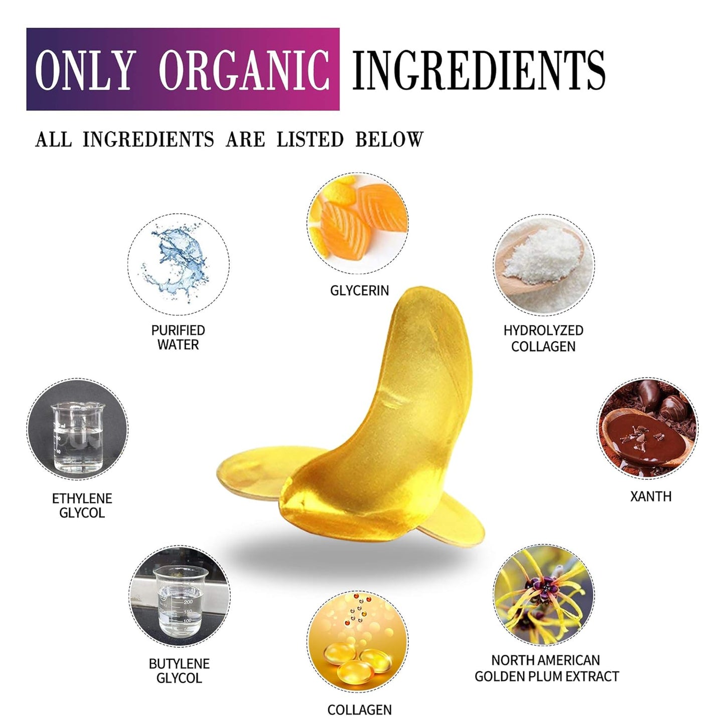 Vandarllin24K Gold Powder Gel Collagen Under Eye Masks Sheet Patch, Remove Bags,Dark Circles &Puffiness,Reduce Wrinkle,Moisturising,Hydrating for Blackheads (30 Pairs)